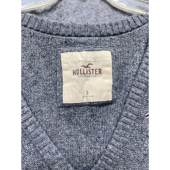 Hollister Sweater Womens Small Gray Rabbit Hair V Neck Long Sleeve Button Hem - Picture 6 of 12